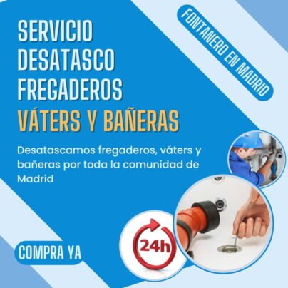 Servicio desatasco fregaderos, váters y bañeras en Madrid