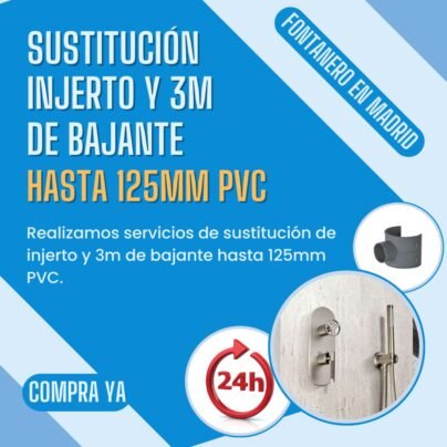 Sustitución de injerto y 3m de bajante hasta 125mm PVC